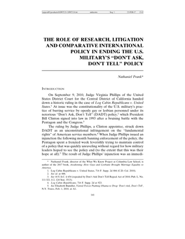 The Role of Research, Litigation and Comparative International Policy in Ending the U.S