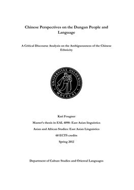 Chinese Perspectives on the Dungan People and Language