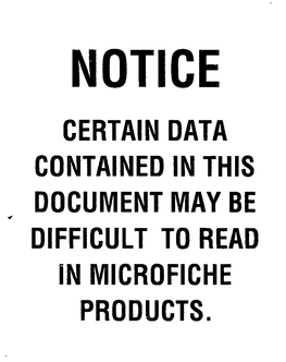 Certain Data Contained in This Document May Be Difficult to Read in Microfiche Products