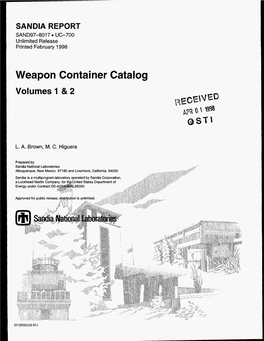 Weapon Container Catalog Volumes 1 & 2