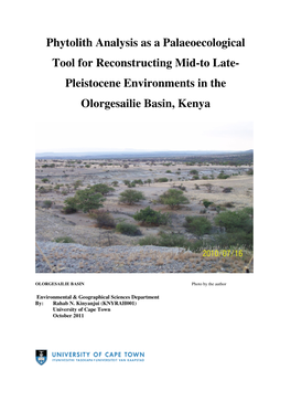 Phytolith Analysis As a Palaeoecological Tool for Reconstructing Mid-To Late- Pleistocene Environments in the Olorgesailie Basin, Kenya