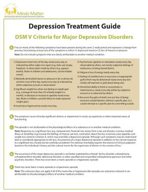 Depression Treatment Guide DSM V Criteria for Major Depressive Disorders