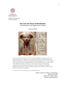 The Life and Times of Butehamun: Tomb Raider for the High Priest of Amun