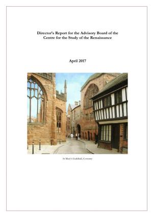 2017 Centre for the Study of the Renaissance Director's Report