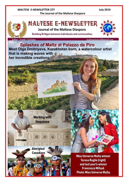 NEWSLETTER 277 July 2019 the Journal of the Maltese Diaspora