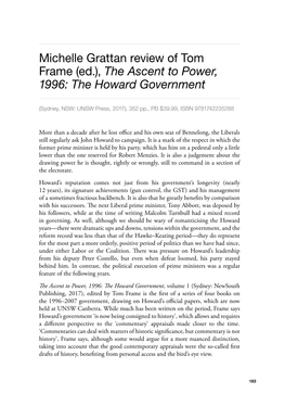 (Ed.), the Ascent to Power, 1996: the Howard Government