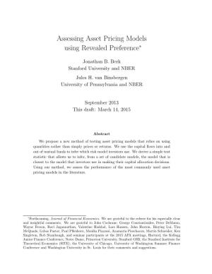 Assessing Asset Pricing Models Using Revealed Preference∗