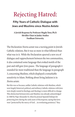 Rejecting Hatred: Fifty Years of Catholic Dialogue with Jews and Muslims Since Nostra Aetate