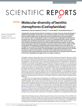 Molecular Diversity of Benthic Ctenophores (Coeloplanidae) Ada Alamaru1, Bert W