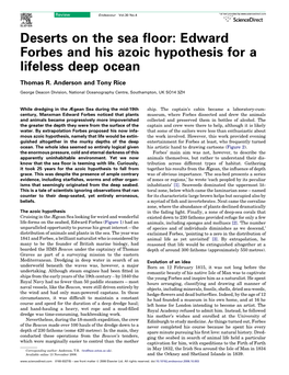 Edward Forbes and His Azoic Hypothesis for a Lifeless Deep Ocean