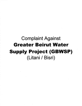 Greater Beirut Water Supply Project (GBWSP) (Litani I Bisri) Contents I