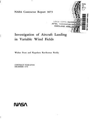 Investigation of Aircraft Landing in Variable Wind Fields