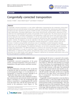 Congenitally Corrected Transposition Gonzalo a Wallis1*, Diane Debich-Spicer2,3 and Robert H Anderson4