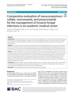 Comparative Evaluation of Isavuconazonium Sulfate