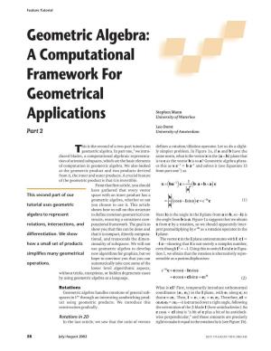 Geometric Algebra: a Computational Framework for Geometrical