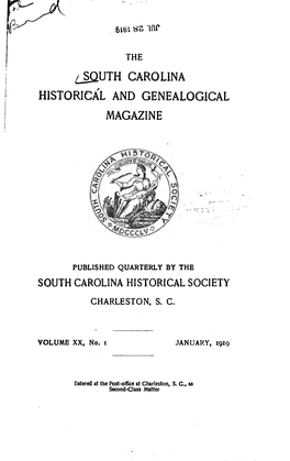 The South Carolina Historical and Genealogical Magazine