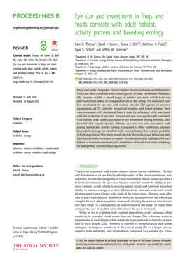 Eye Size and Investment in Frogs and Toads Correlate with Adult Habitat