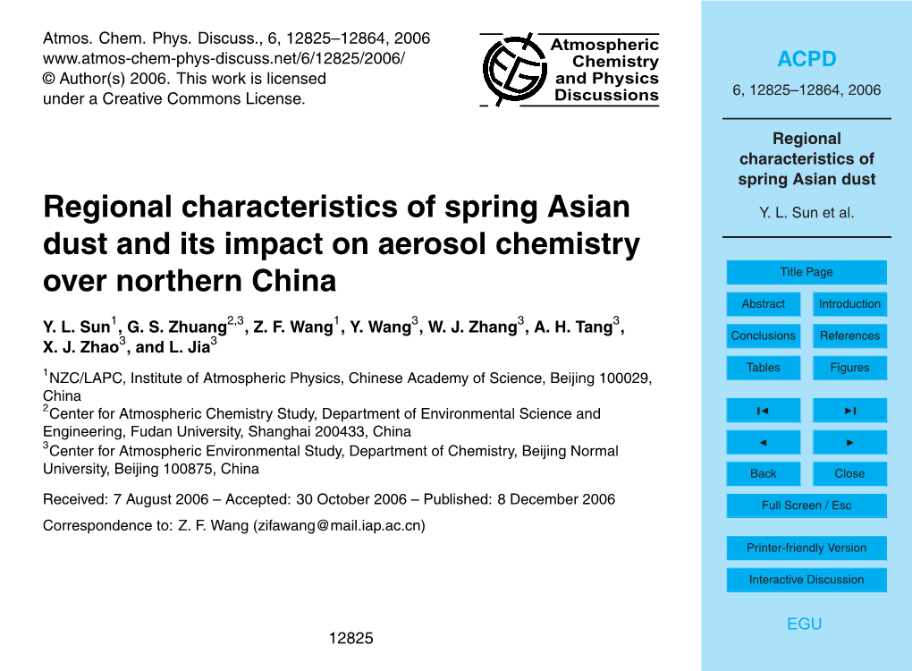 Regional Characteristics of Spring Asian Dust