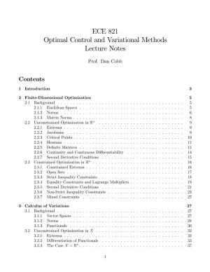 ECE 821 Optimal Control and Variational Methods Lecture Notes