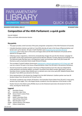 Composition of the 45Th Parliament: a Quick Guide