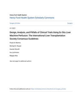 Design, Analysis, and Pitfalls of Clinical Trials Using Ex Situ Liver Machine Perfusion: the International Liver Transplantation Society Consensus Guidelines