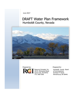 DRAFT Water Plan Framework
