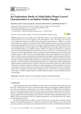 An Exploratory Study of Adult Baby-Diaper Lovers' Characteristics in an Italian Online Sample
