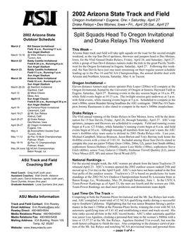 2002 Arizona State Track and Field Oregon Invitational • Eugene, Ore