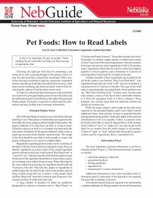 Pet Foods: How to Read Labels Lisa K