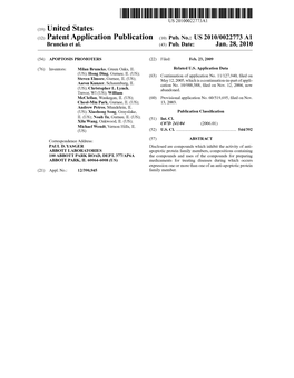 (12) Patent Application Publication (10) Pub. No.: US 2010/0022773 A1 Bruncko Et Al