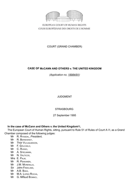 CASE of Mccann and OTHERS V. the UNITED KINGDOM
