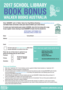 2017 School Library Book Bonus Walker Books Australia