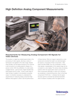 High Definition Analog Component Measurements