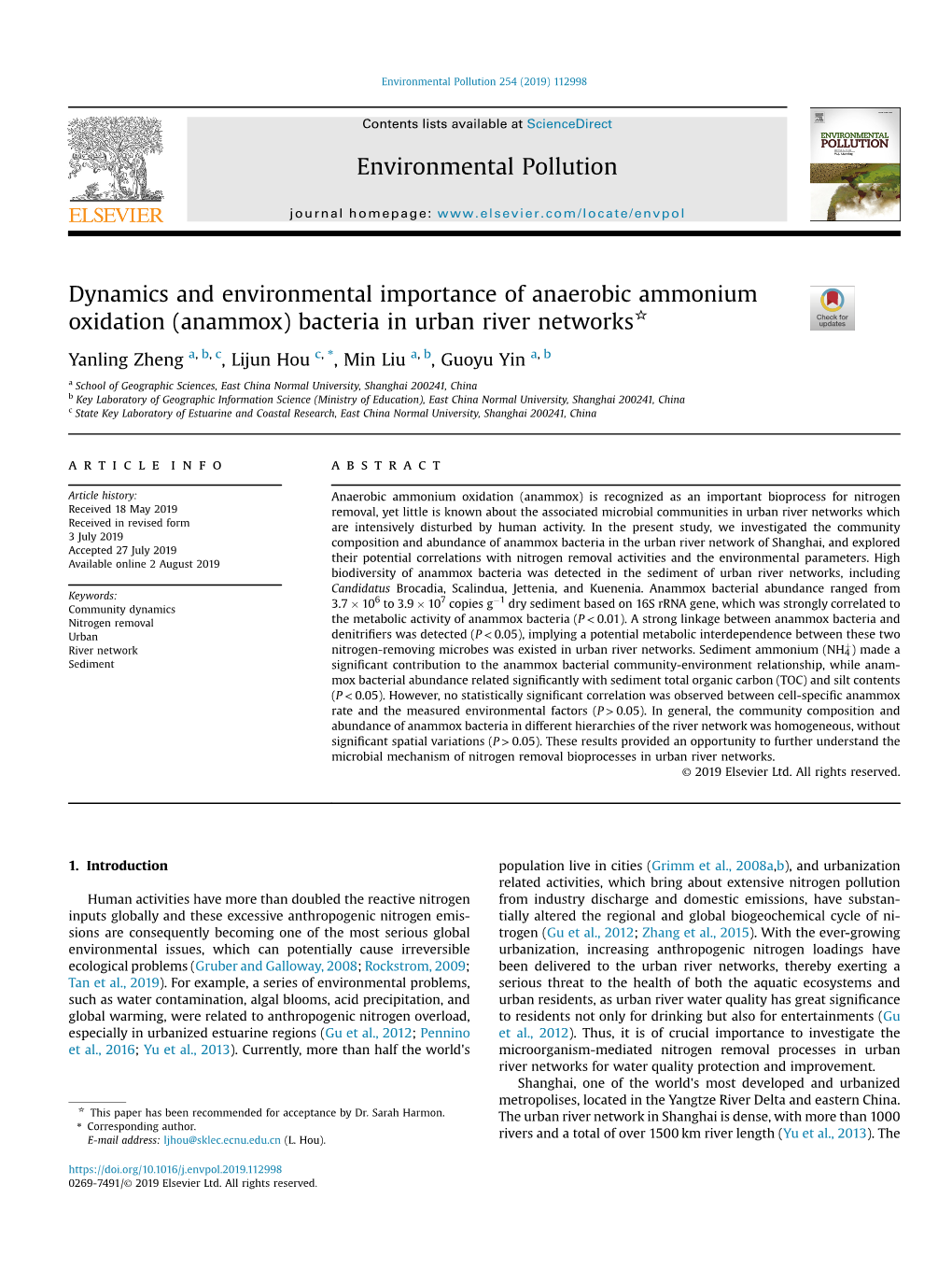 Bacteria in Urban River Networks*