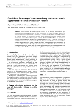Conditions for Using of Trams on Railway Tracks Sections in Agglomeration Communication in Poland