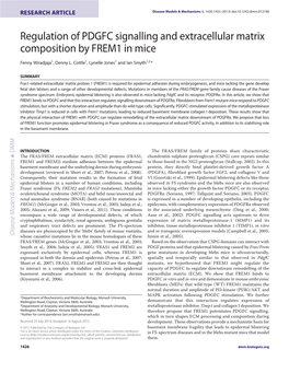 Regulation of PDGFC Signalling and Extracellular Matrix Composition by FREM1 in Mice
