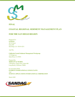 Final Coastal Regional Sediment Management Plan for the San Diego Region