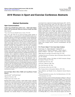 2019 Women in Sport and Exercise Conference Abstracts