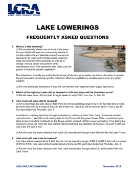 Lake Lowerings Frequently Asked Questions