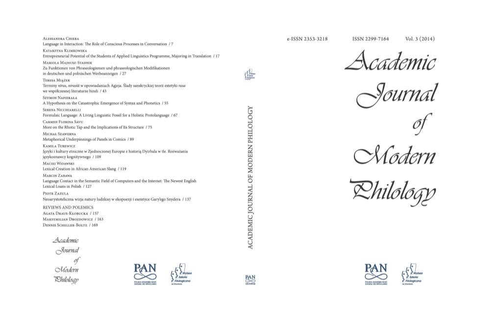 Academic Journal of Modern Philology. Vol. 3