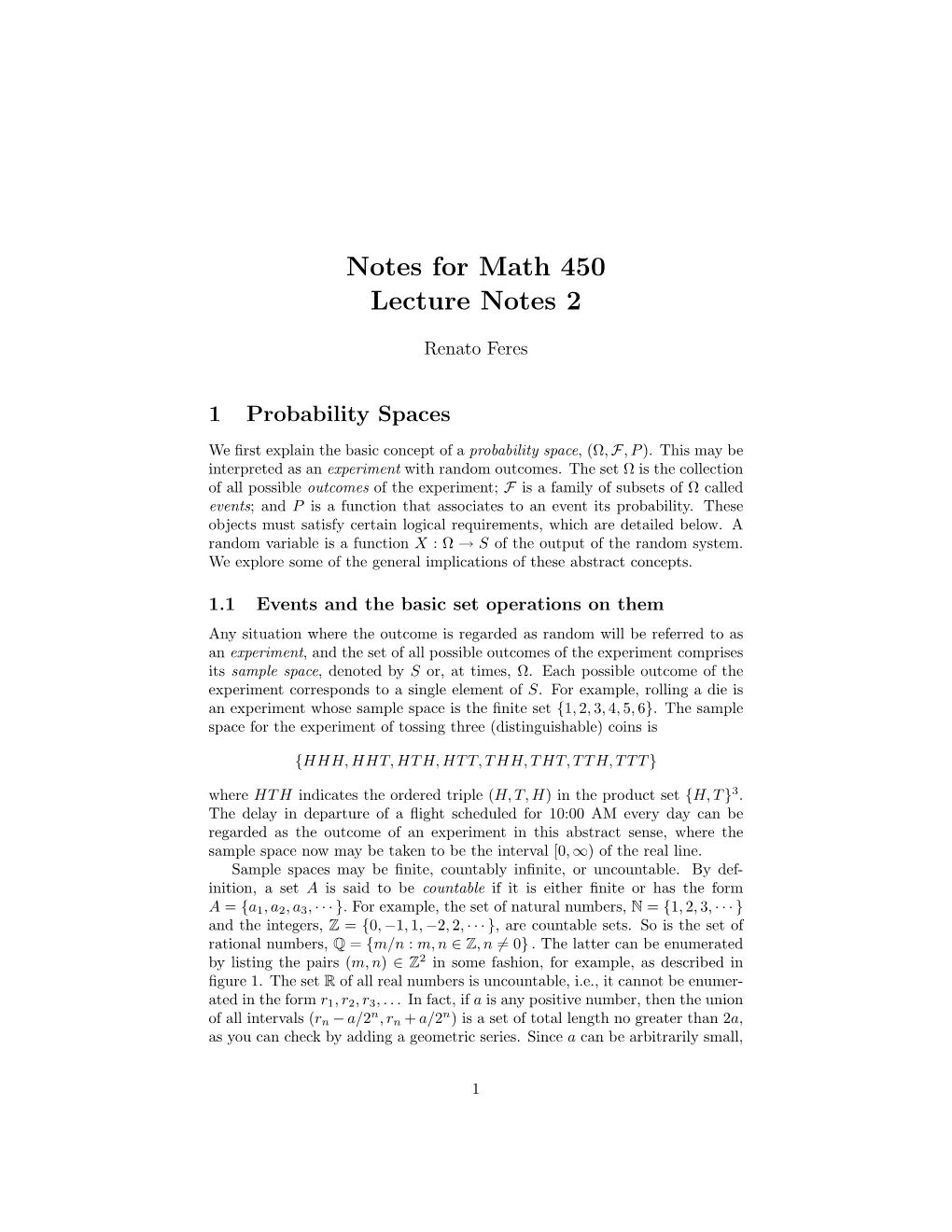 Notes for Math 450 Lecture Notes 2