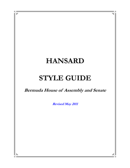 Hansard Style Guide