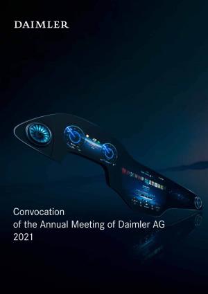 Convocation of the Annual Meeting of Daimler AG 2021 - ISIN DE 000 710 000 0