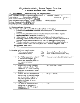 Mitigation Monitoring Annual Report Template 1