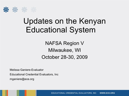 Updates on the Kenyan Educational System