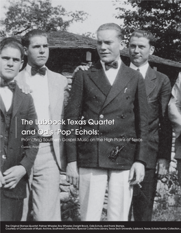 The Lubbock Texas Quartet and Odis “Pop” Echols: Promoting Southern Gospel Music on the High Plains of Texas