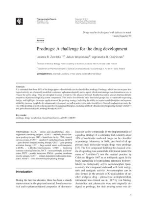 Prodrugs: a Challenge for the Drug Development