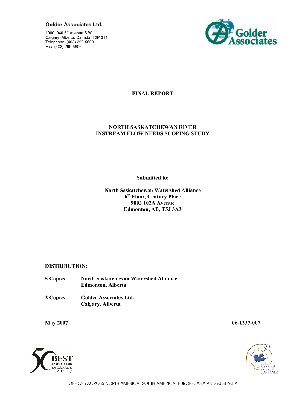 Draft Report Prepared for Alberta Environment