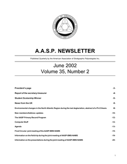 A.A.S.P. Newsletter