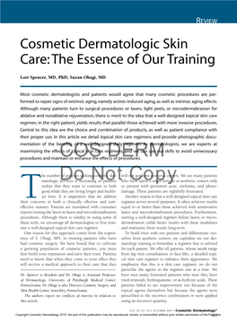 Cosmetic Dermatologic Skin Care: the Essence of Our Training